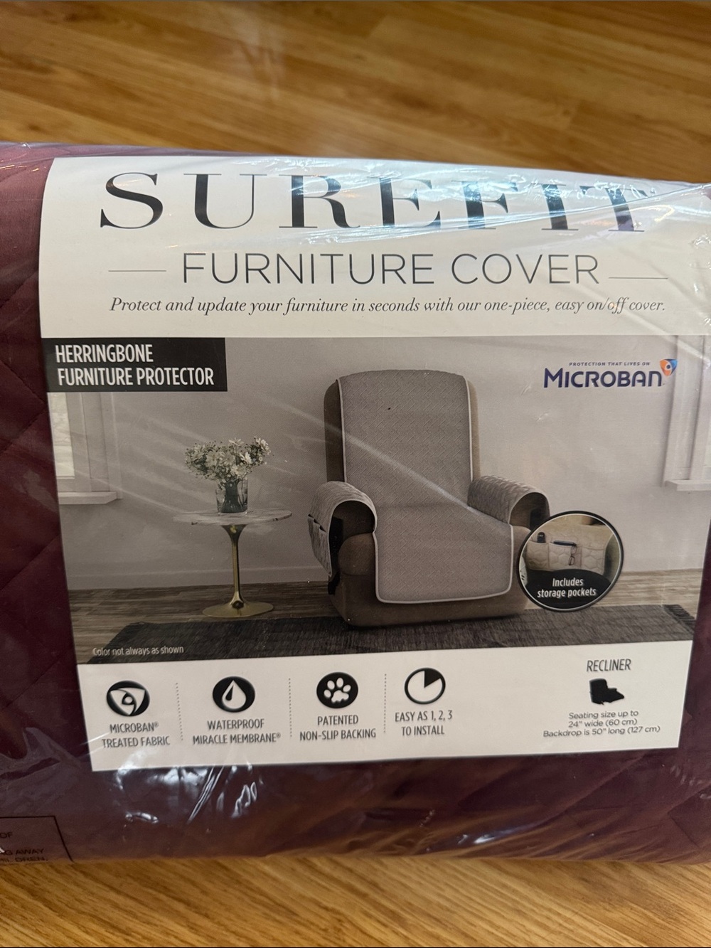 Sure Fit Herringbone Recliner Cover in Burgundy 🔅